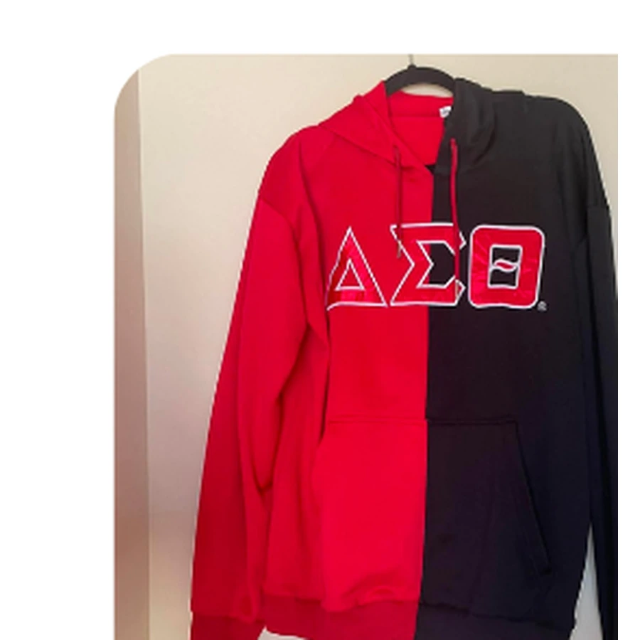Red and black split-statement DST hoodie
